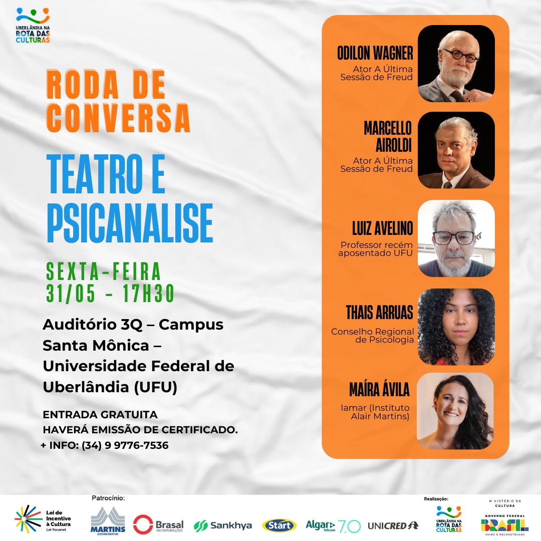 Roda de conversa sobre Teatro e Psicanálise será realizada na sexta (31)