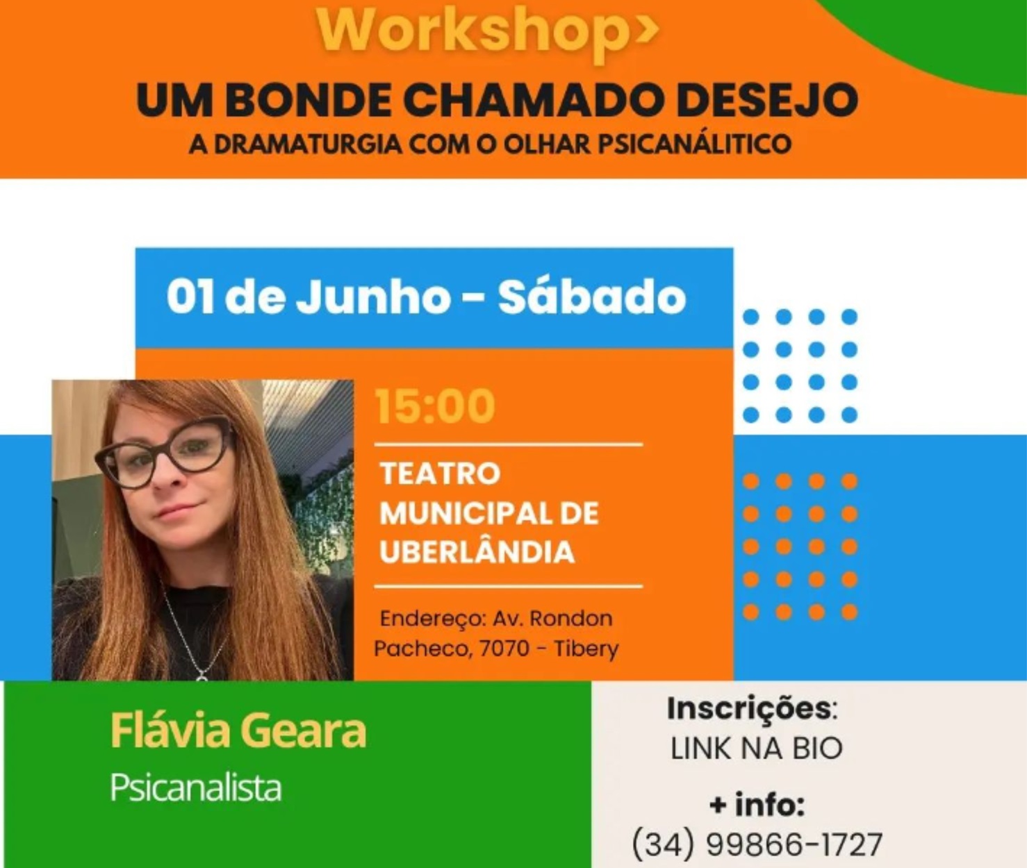 Abertas as inscrições para o workshop “Um Bonde Chamado Desejo – A Dramaturgia com o olhar Psicanalítico”