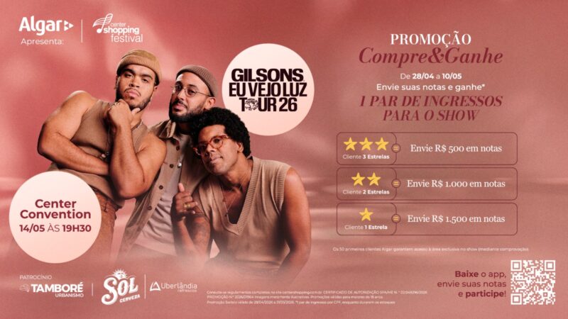 Center Shopping celebra o Mês das Mães com sorteio de carro elétrico 0km e show inesquecível com o grupo Os Gilsons