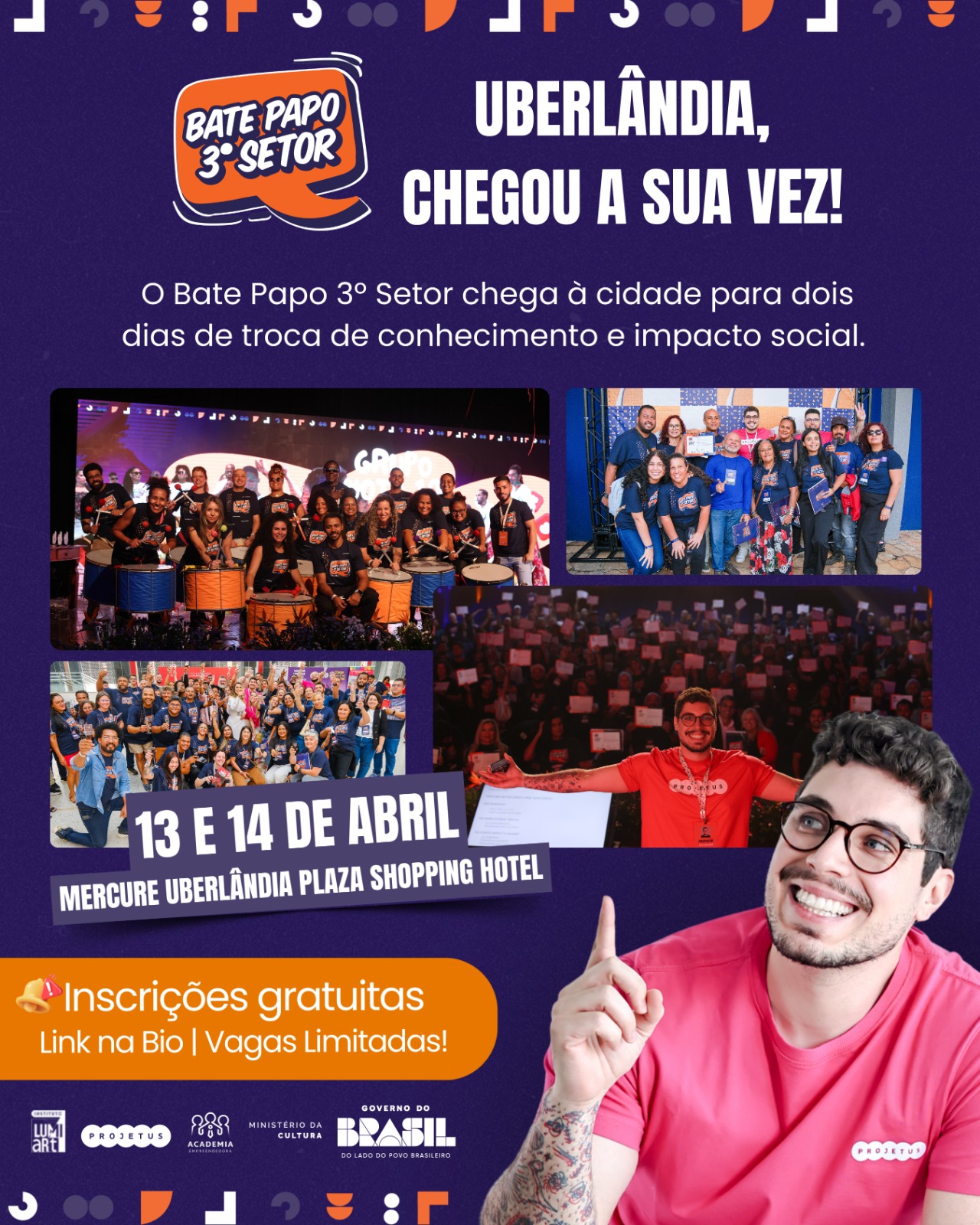 Bate Papo 3º Setor desembarca em Uberlândia nos dias 13 e 14 de abril