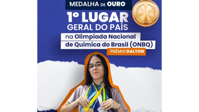 Aluna do Gabarito Educação conquista 1º lugar do Brasil na Olimpíada Nacional de Química e recebe Prêmio Dalton