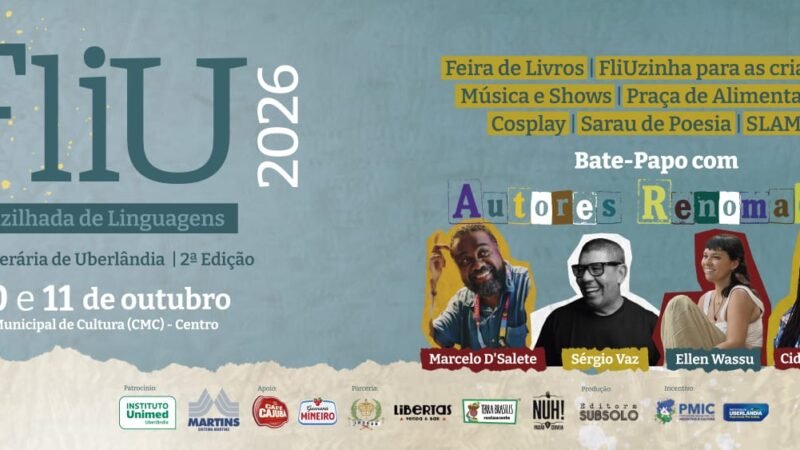 FliU 2026 reúne literatura infantil e rodas de conversa com autores em Uberlândia
